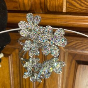 AB and Silver Floral Crystal Bracelet